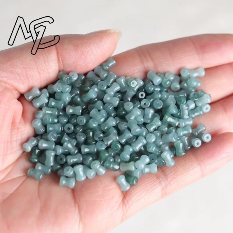 10pc Natural Emerald Blue Water Jade Bamboo Joint 6*4mm Bead DIY Bracelet Earring Jadeite Jewellery Fashion Accessories Gifts
