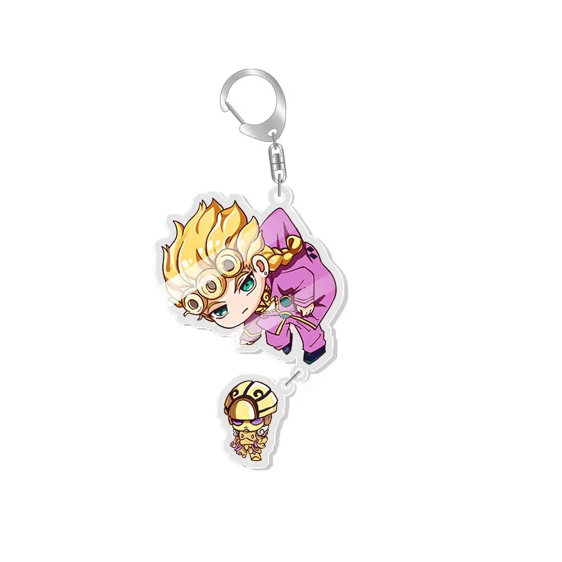 Anime JoJos Bizarre Adventure Keychain Kujo Jotaro Kakyouin Noriaki Yoshikage Acrylic Key Chain Bag Pendant Keyring Gifts Teens