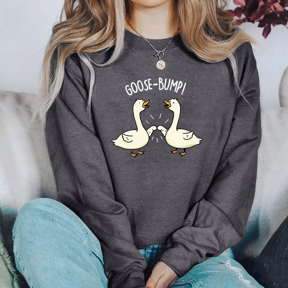 Goose Sweatshirt Silly Goose Hoodie Goose Bumps Pullover Funny Goose Animal Boho Sweater Unisex Cute Crewneck Sweatshirts Tops