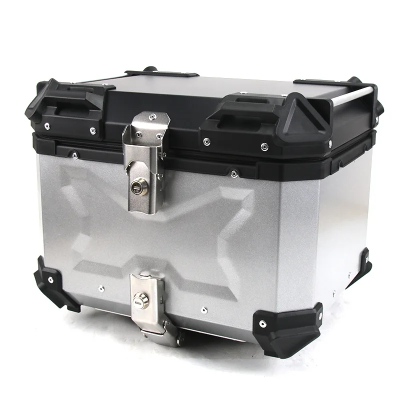 

45L Universal thicken Aluminum Alloy Motorcycles Trunk Quality Large Capacity Tail Storage Box Accessories Black/Silver