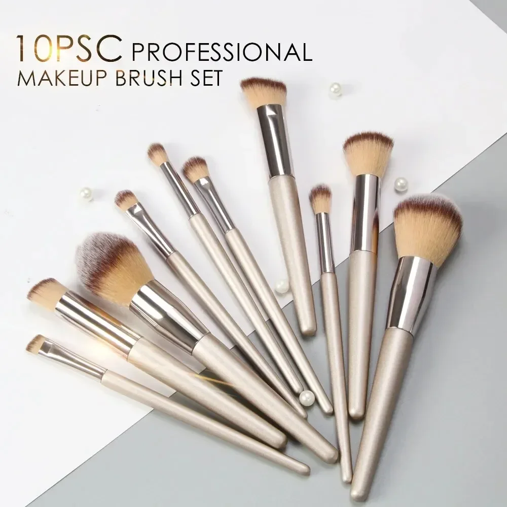 

10Pcs Makeup Brush Set Foundation Brush Soft Powder Blush Concealer Brush Eye Shadow Cosmetic Brushes Beauty Make Up Tools