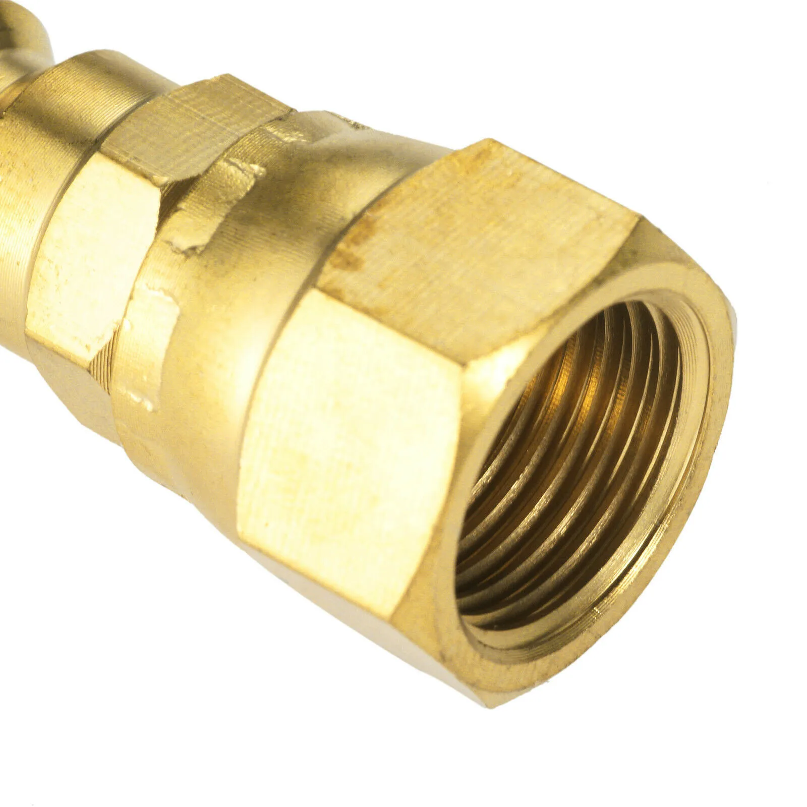 RV Propane Gas Adapter with Quick Connect Feature 1/4 inch Input and 3/8 inch Female Flare Output for Seamless Grill Hookup