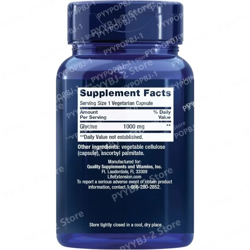 100 Count Glycine Capsule Healthy Sleep Supplement with 1000 Mg Amino Acid Ingredient Support Nights Relaxation and Restful