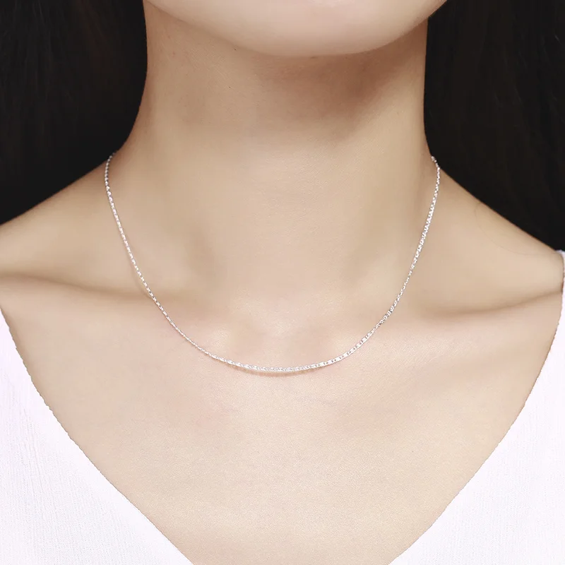 Pure Solid Real 925 Sterling Silver Snake Pie Flat Chain Necklace Women Girl 45cm Jewelry Kolye Collares Collane Collier Ketting