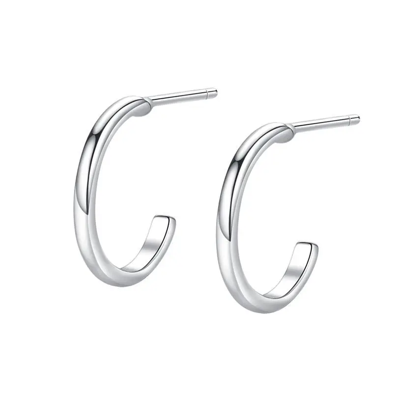 

Wholesale Simple Geometric C-Shaped Design 925 Sterling Silver Stud Earrings for Women