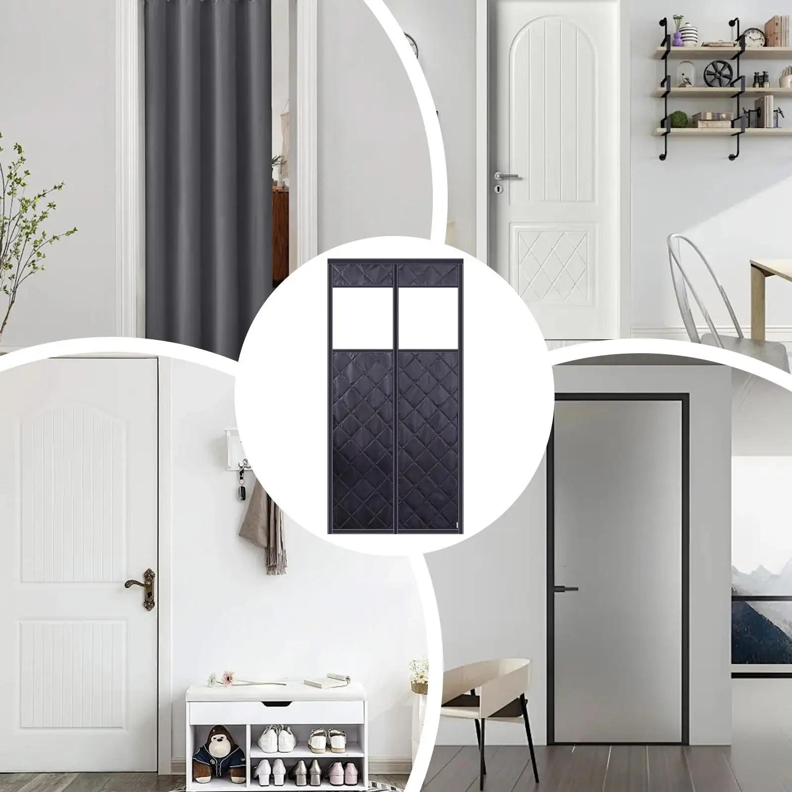 

Magnetic Door Cover Magnetic Divider With Clear Window Winter Layered Door Thermal Cover For Living Room Kitchen Patio Garage