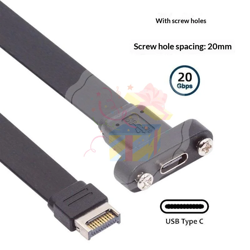 20Gbps USB3.2 Gen2x2 USB-C Flat Cable Motherboard USB 20Pin Extension Adapter
