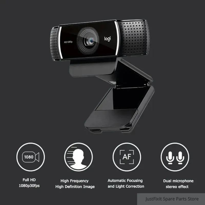 Logitech Original C922 PRO Webcam 1080P 30FPS Full HD webcam Autofocus Web Camera built-in microphone Meeting with