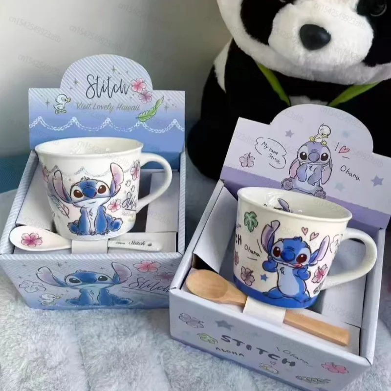 

Disney Anime Stitch Coffee Boxes Party Contain Spoon Ceramic Mark Canvas Pattern Milk Cups Cute A Friend's Birthday Present