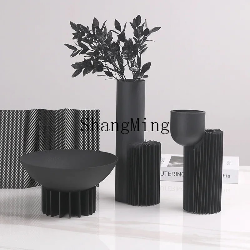 

CL simple modern creative black metal thread louver flower arrangement fruit plate entrance living room combination decorative