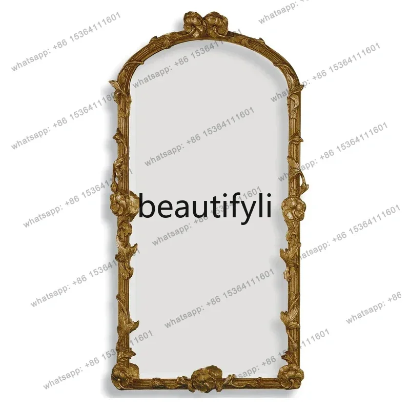 American living room entrance bedroom full-length mirror retro carved full-length mirror fitting mirror