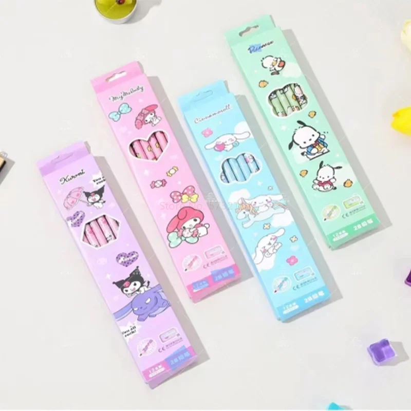 Sanrio Pencils 24/48pcs kawaii my melody pochacco Mixed Wooden Pencils Primary School Students Sketch Tools Writing Stationery