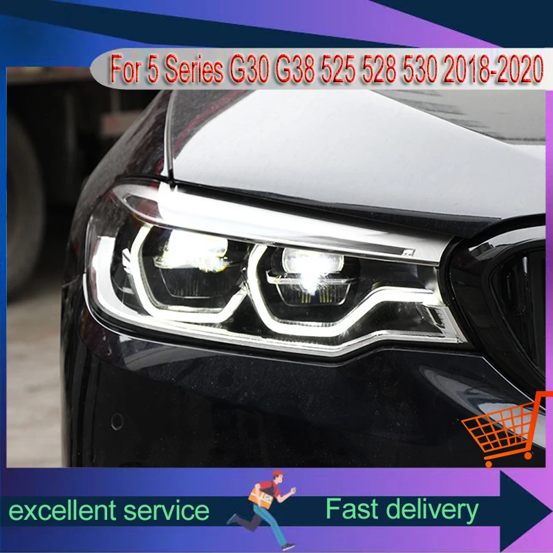 New Style Headlight For BMW 5 Series G30 G38 525 528 530 2018-2020 Refit High Configuration Front Lamp Spoon Type LED Assembly