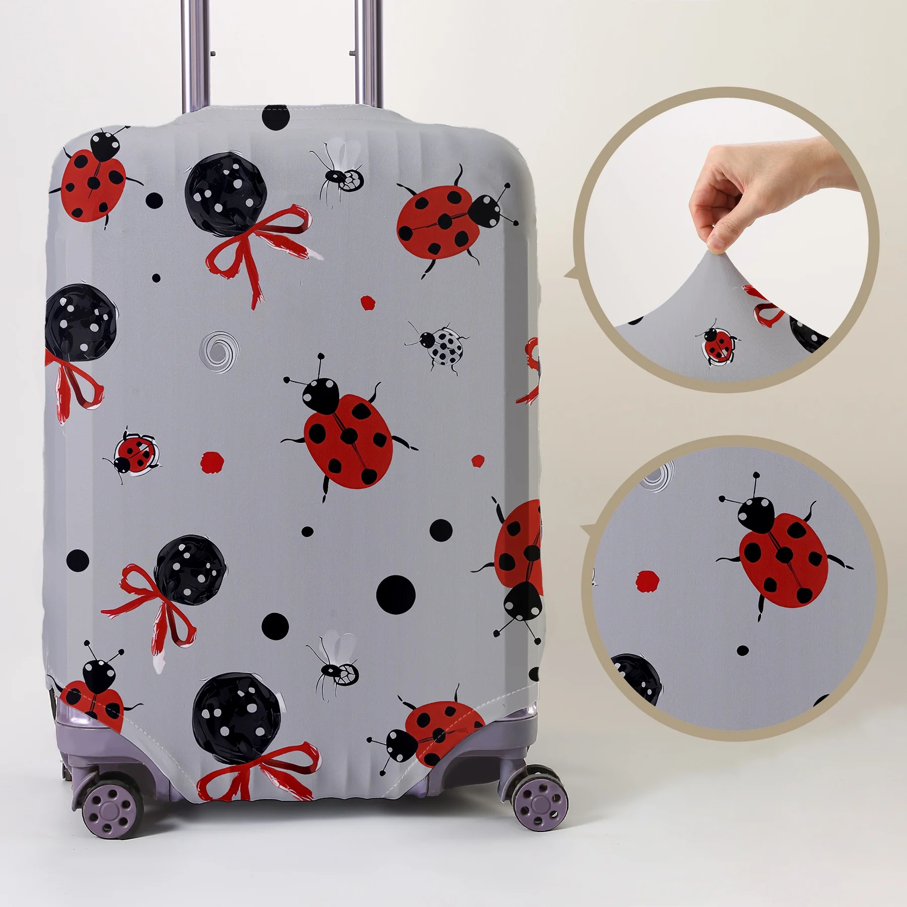 

Ladybug polka dot bow pattern luggage protection cover, suitable for 18-32 inch luggage covers, luggage handle gloves, travel ac