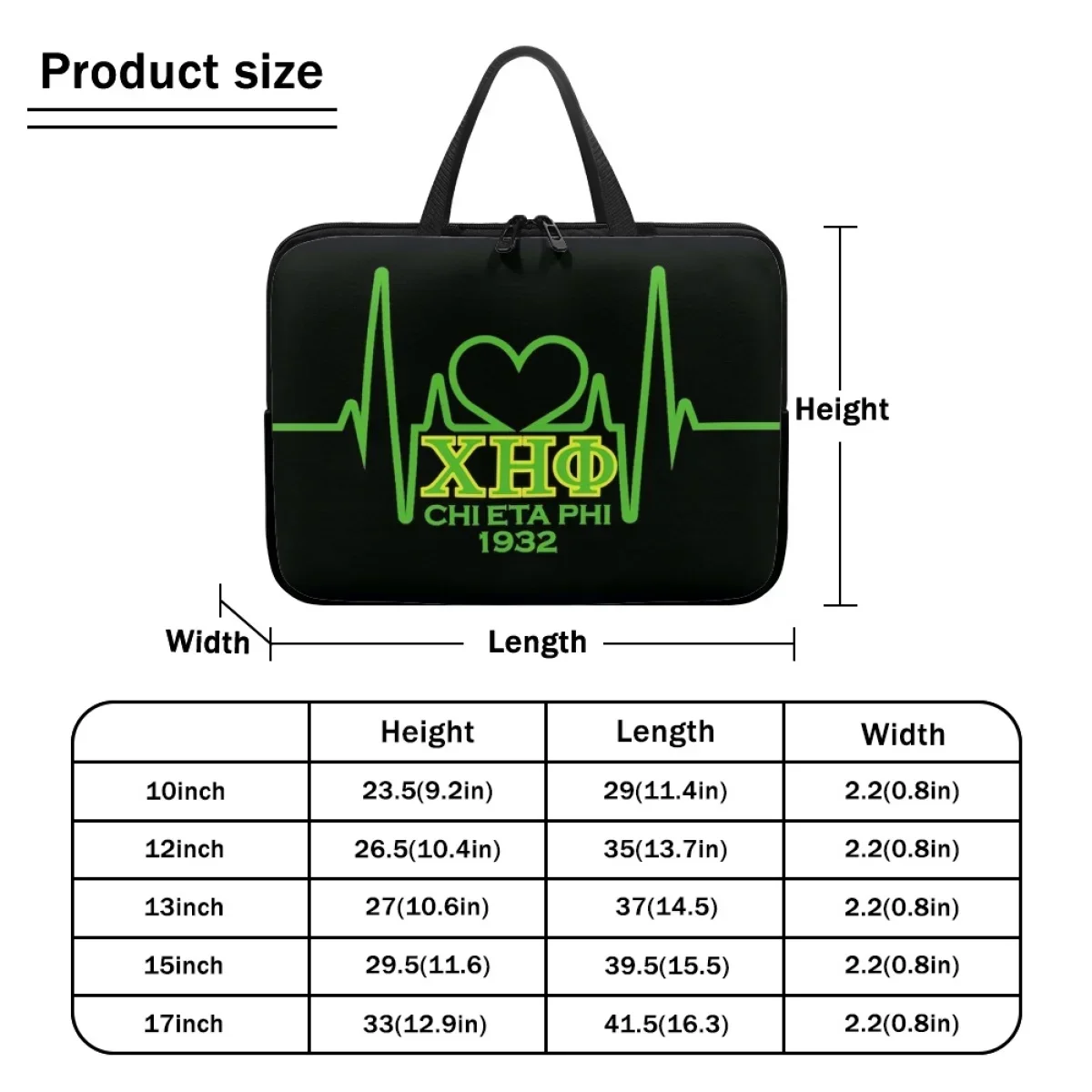 Chi Eta Phi Sorority Heartbeat Luxury Designer Casual Tote Briefcase High Quality Laptop Sleeve Fashion Girls Tablet Bag Handbag