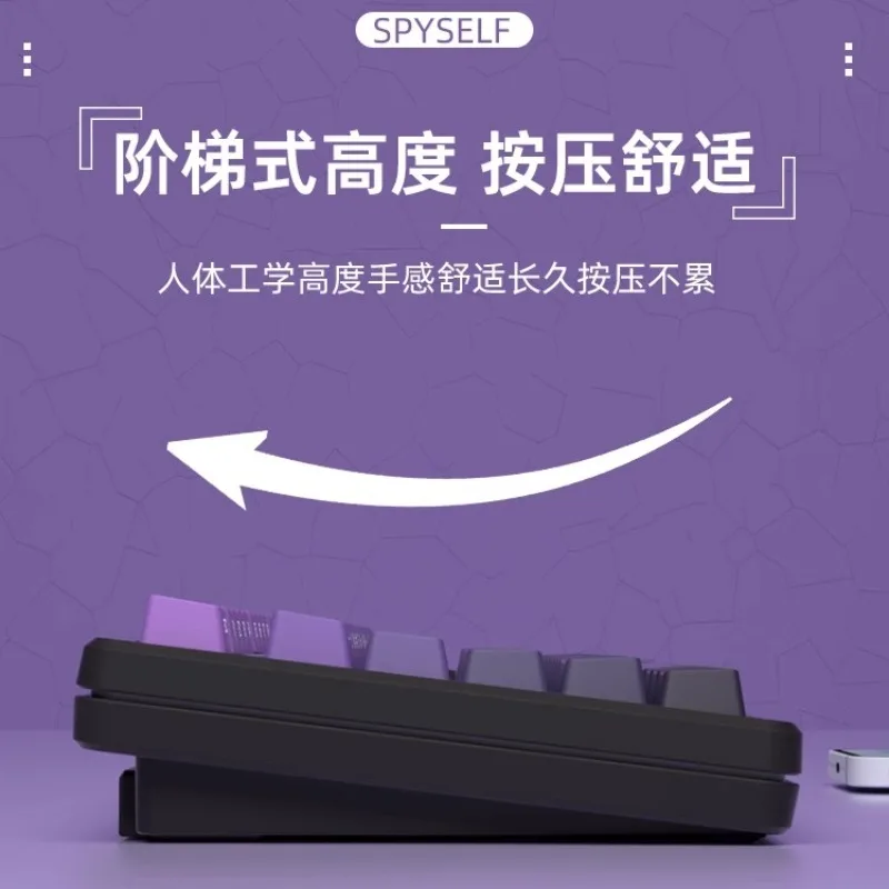 PBT Black Purple Gradient Keycap 130 Keys OEM Height Side-engraved Translucent Sublimation for Mx Switch Mechanical Keyboard