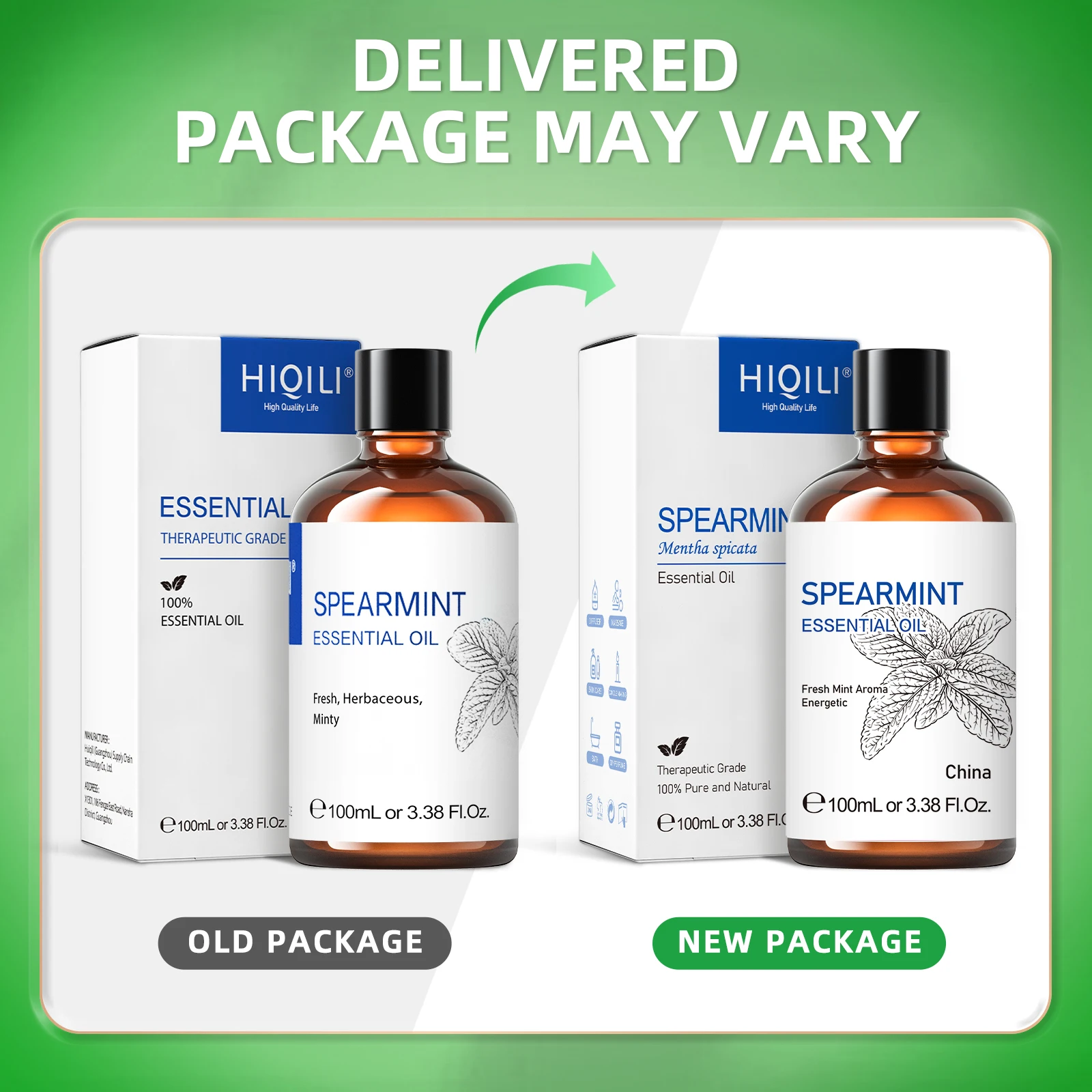 Hiqili Groene Munt Vanille Rose Kaneel Citroen Etherische Oliën, 100Ml Pure Olie Voor Diffuser, Luchtbevochtiger, Massage Spierontlastingsbad