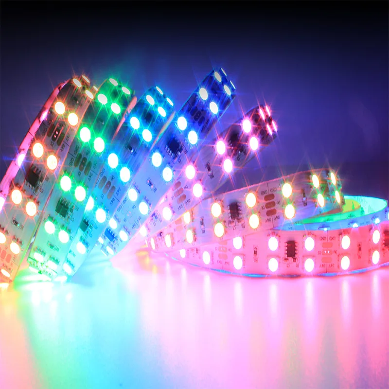 Podwójny rząd WS2811 LED Strip, DC12V 120 diod DC24V 168 diod LED 5050 SMD RGB Pixel adresowalny cyfrowa taśma LED 5M biały PCB