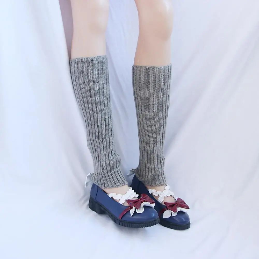 Dulce elástico Lolita protección de rodilla otoño Cosplay Color caramelo cubierta de pie calcetines tejidos mujeres medias calentadores de piernas de lana