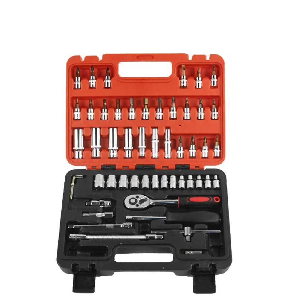 53-Piece Set Of 1/4 Metric Automotive Repair And Mechanical Repair Tools, Hardware Tool Set