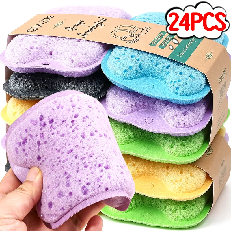 24/1Pcs Soft Sponge Absorbent Clean Rub Rust Scouring Pad Household Kitchen Dish Washing Cleaning Brush Sponge Accessories