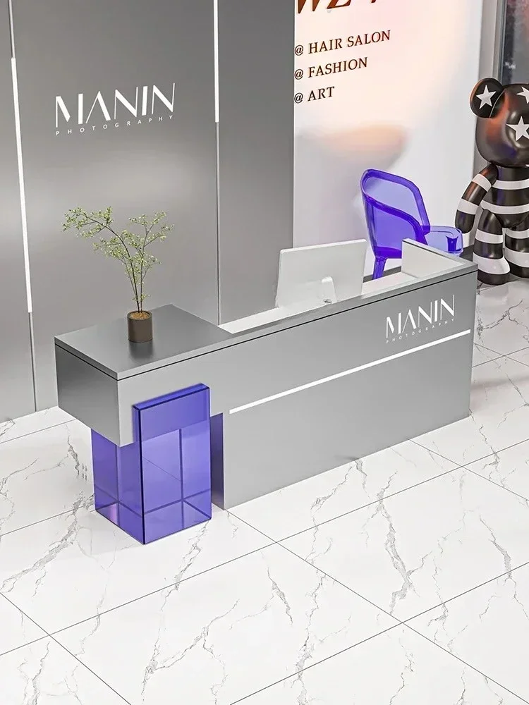 ZH  High-end simple modern clothing store checkout page barber shop dance studio gym stainless steel bar table reception