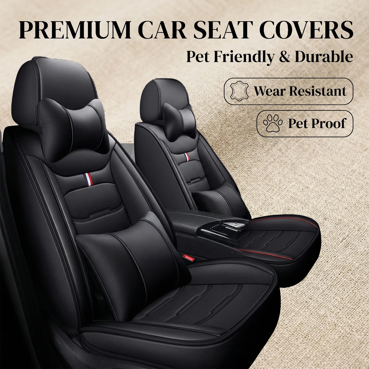 

Car Seat Covers For 5 PCS Full Set For Four Seasons Black Universal,Suitable for most men