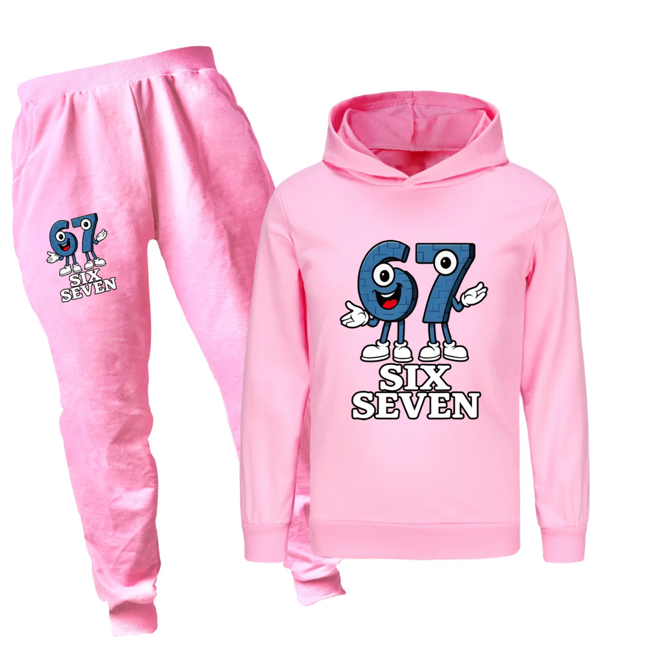 Six Seven Steal A Brainrot 67 Kleidungsset für Kinder, Cartoon-Kapuzenpullover, Hosen, 2-teiliges Set, Outfits für Kleinkinder, Mädchen, Sportanzüge für Jungen – Detail 5