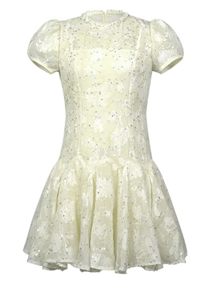 ชุดเดรสเซ็กซี่หรูหราสำหรับผู้หญิง ออกเดท ผ้าซีทรู ปักลายดอกไม้ แต่งระบาย ทรงบอลกาวน์ ประดับกลิตเตอร์ สวยสง่า สำหรับงานปาร์ตี้ คลับ