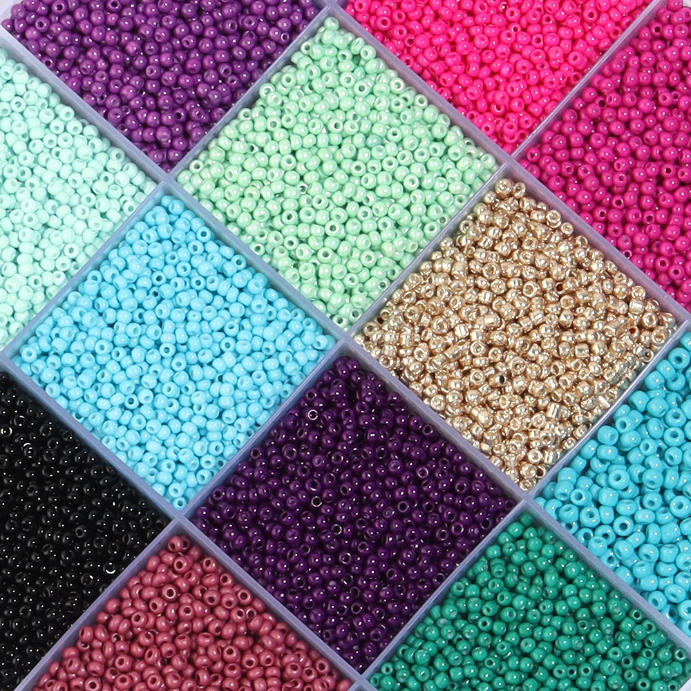 Wholesale 2mm Glass Seed Beads Colored Round Loose Spacer Glass Rice Bead For DIY Handmade Bracelet Necklace Jewelry Accessories