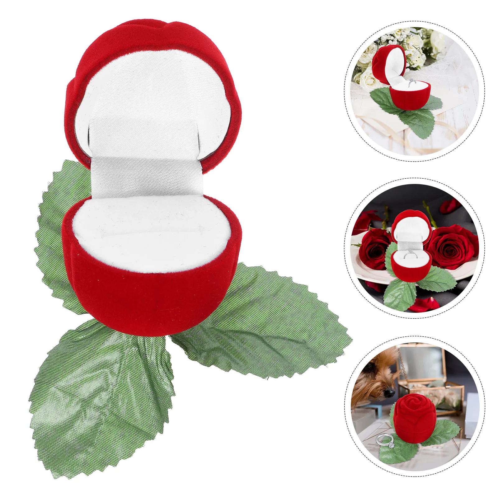 

Rose Flower Ring Box Creative Simulation Rose Jewelry Box for Engagement Rings Proposal Ring Storage Wedding Day Special