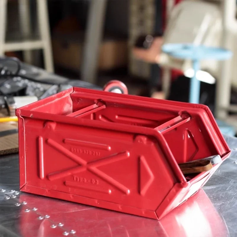 Metal storage box, industrial wind oblique stackable toolbox