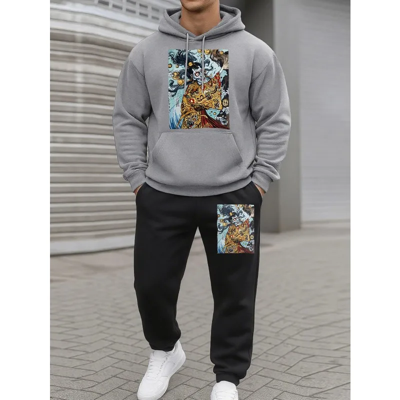 2025 mode hommes motif de crâne 3D imprimé automne hiver sweat à capuche et pantalon ensemble à la mode en plein air confort 2 pièces ensemble