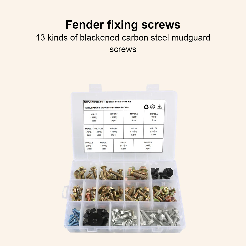 100 Pieces/Set Car Mud Guard Screw Electroplated Replacement Splasher Screws
