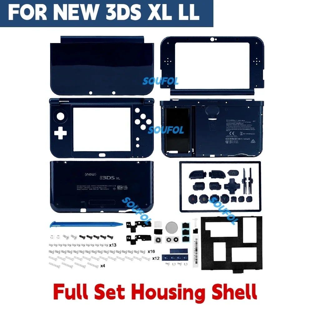 Blue Color Full Housing Shell Case With Buttons For New 3DS XL / LL Replacement Protective Hard Cover Game Console Accessories image 3