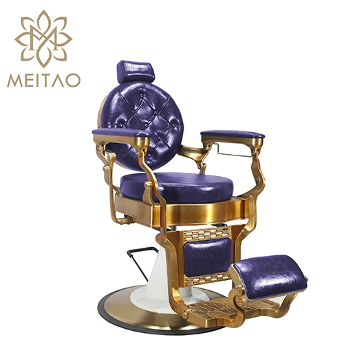 

New Purple Leather Luxury Shop Hair Can Be Put Down Black Barber Chair