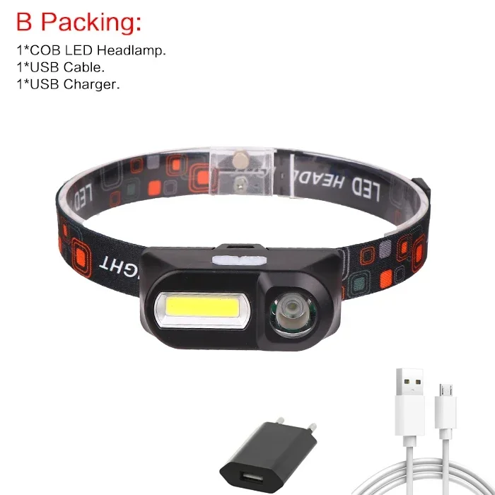 6500LM superheldere XPE + COB-koplamp 6 modi oplaadbare koplamp waterdichte hoofdlamp met 18650 batterij voor kamperen wandelen