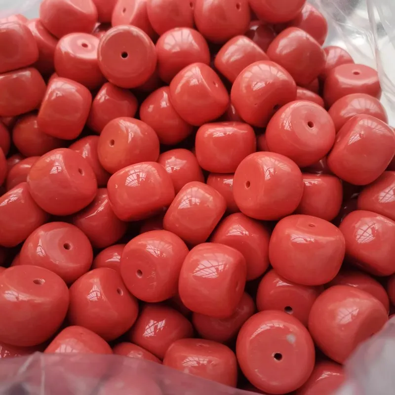 

1piece orange red Coral pillar apple shape 20/26mm full hole for DIY jewelry making loose beads FPPJ wholesale nature gemstone