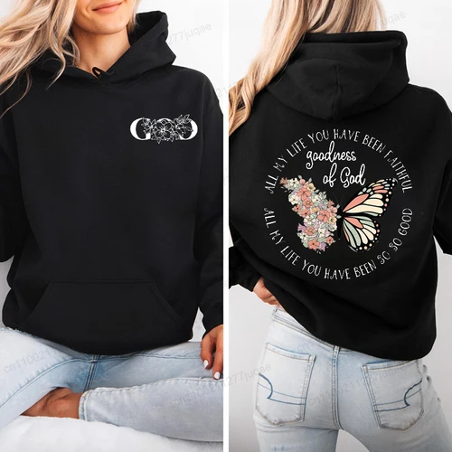 Imagen 2 del producto Sudaderas con capucha para mujer, camisas con capucha de manga larga, todo mi vida que tienes fiel, sudadera para mujer, Top deportivo, ropa de invierno