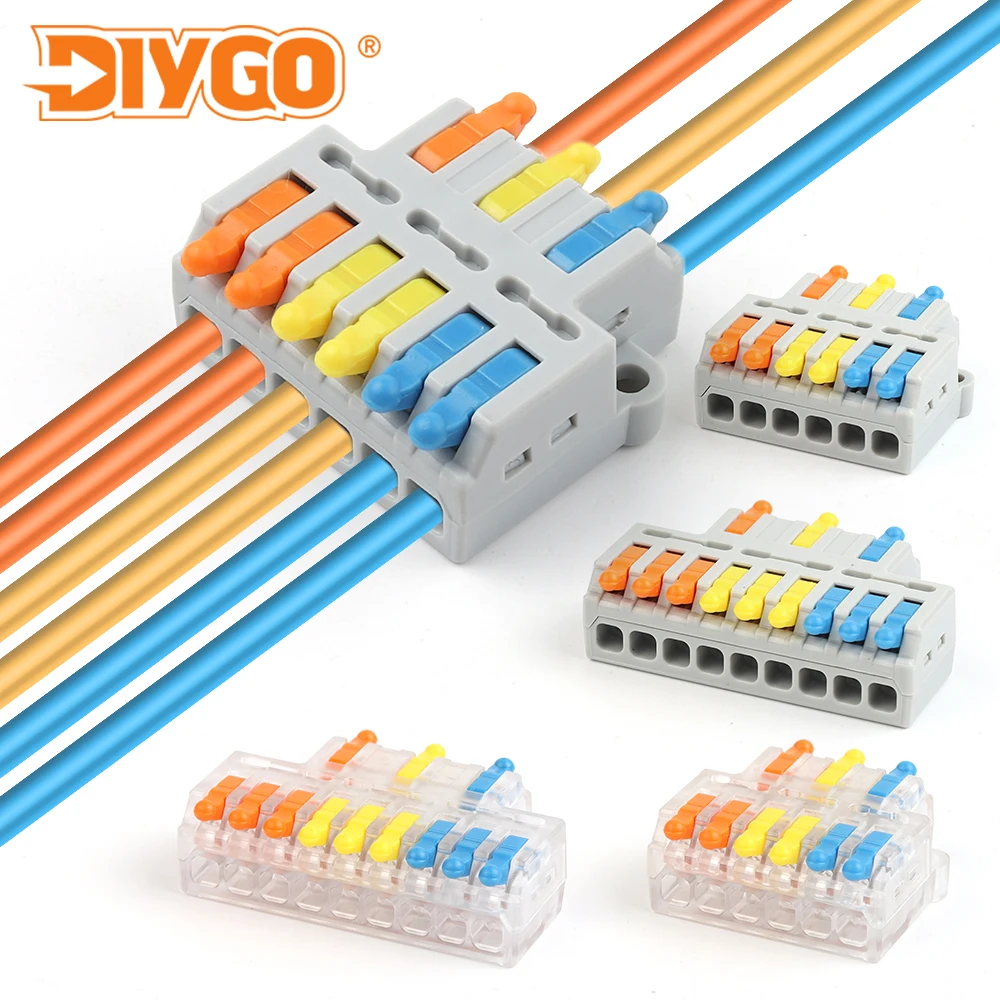 

50PCS 3 in 6/9 out Push-in Fast Electrical Connectors Splicing Wiring Cable Terminal Block Universal Compact Splitter AWG28-12