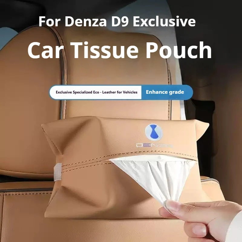Car Tissue Box for DENZA D9 N8 N7 Leather Car Seat Back Tissue Box Hanging Storage Bag Automotive Interior Modify Accessories