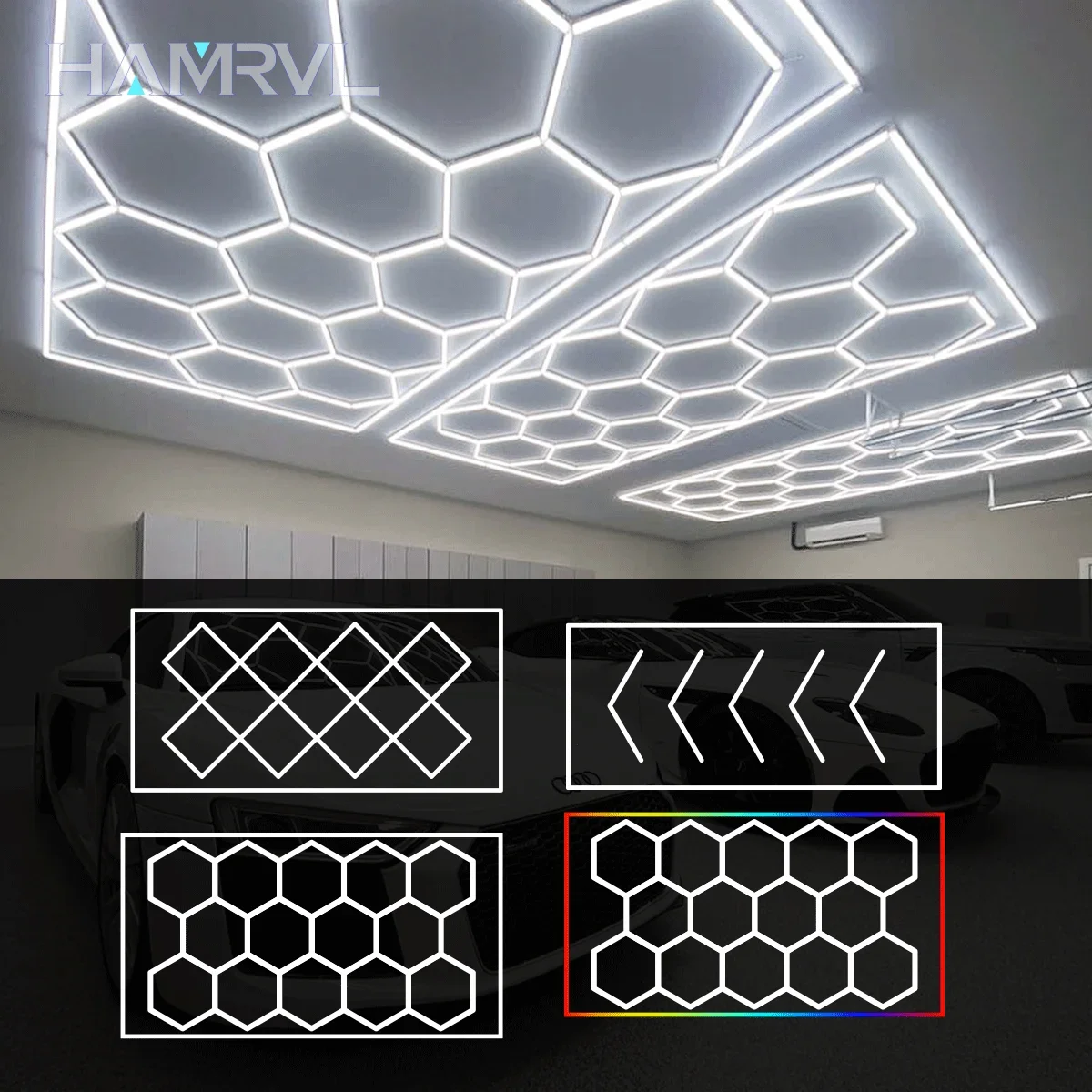 

LED Lighting for Garage Hexagon White/Red/Blue/Green/RGB Honeycomb Hexagon Ceiling Lamp Hair salon detail lighting customization