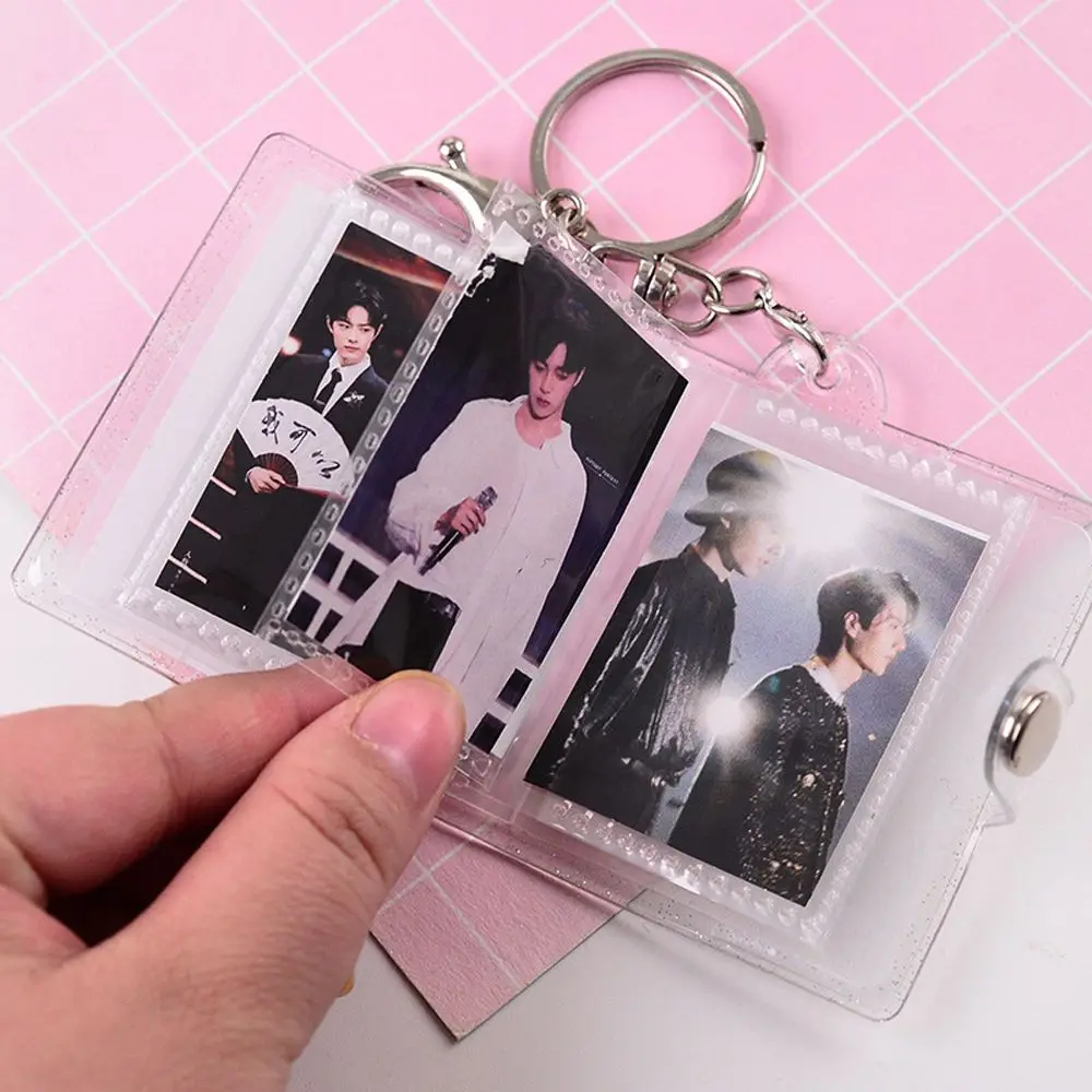 Albums Pendant Storage Book Binder Pocket Photo Keychain Card Book Keyring Collection Card Holder Photo Album Keychain Card Bag