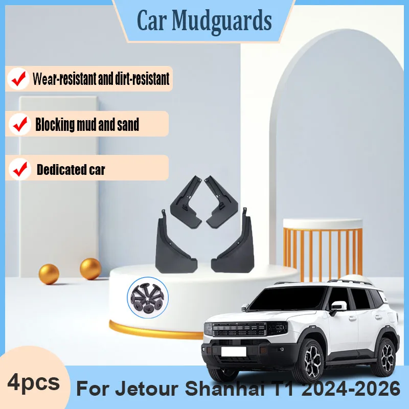

For Jetour Shanhai T1 2024 2025 2026 Muds Flap 4 PCS Splash-proof Guards Flap Mudguards Fender Anti-mud Part Wheel Fender Parts
