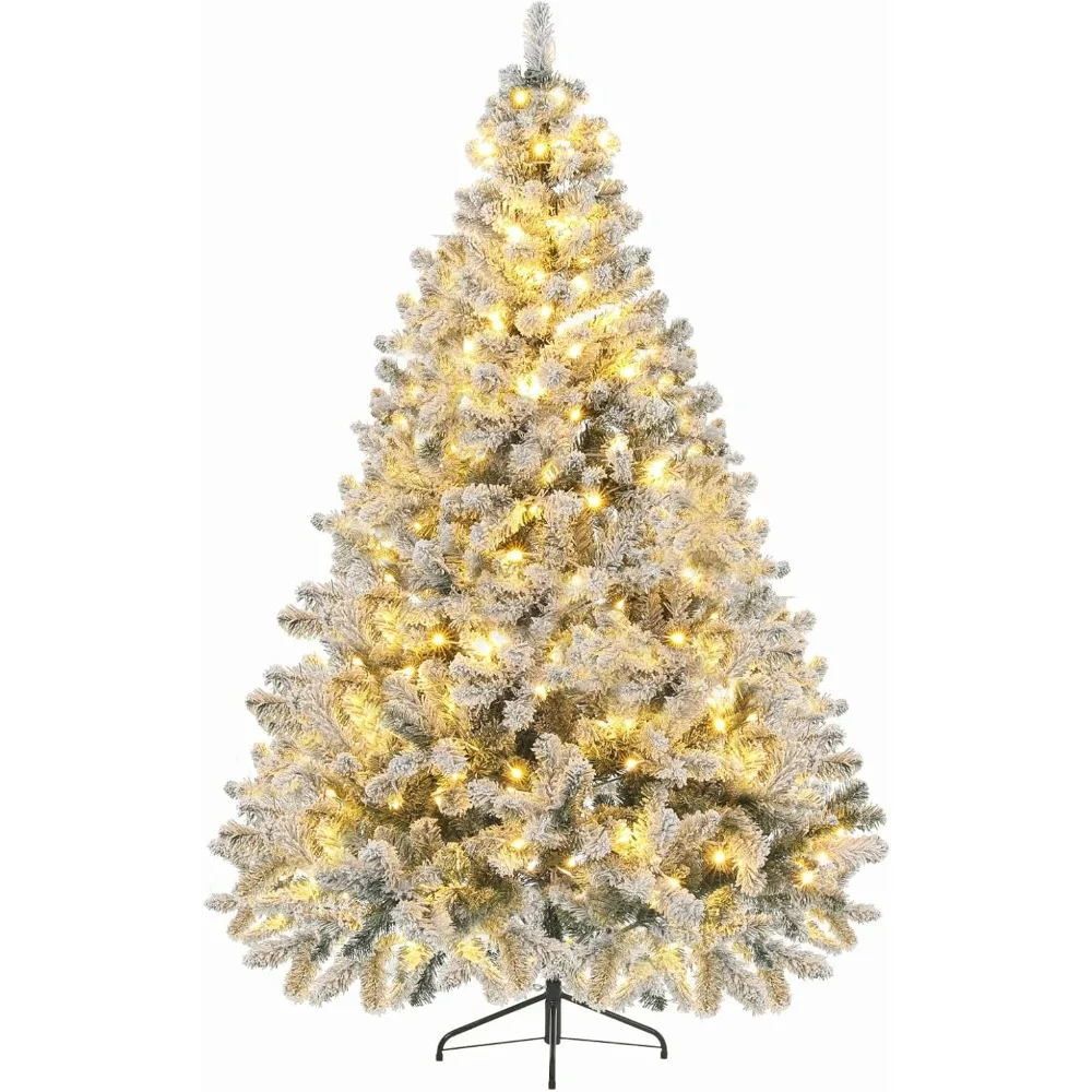 

Artificial Christmas Tree 4.5Ft Pre-Lit Fake Christmas Trees with Lights Snow Flocked Prelit Pencil Spruce Xmas Foldable Stand