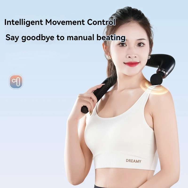 2024 New Smart Curved Hook Fascia Gun Electric Massager Massage Hammer Electric Fascia Gun Home Handheld Hammer Back Artifact image 3