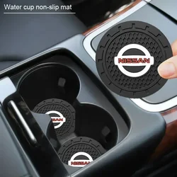 1/2pcs Car Coaster Water Cup Slot Non-Slip Mat Pad Silicone For Nissan X-trail Qashqai Note Juke Sentra Patrol Leaf Accessories