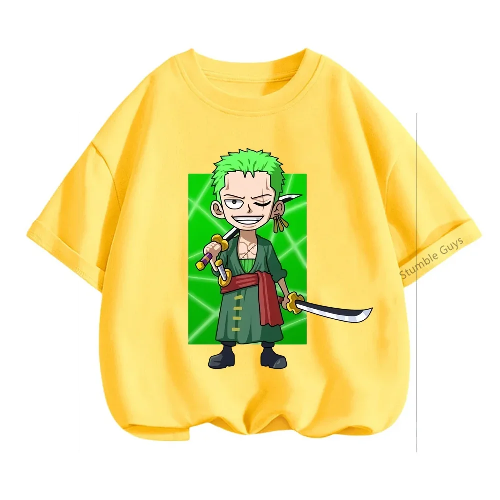 Zorro Tshirt Kids Anime One Pieces Clothes Boys T Shirt Girls Clothing Children Luffy T-shirt Summer Teen Short Sleeve Tops Tees