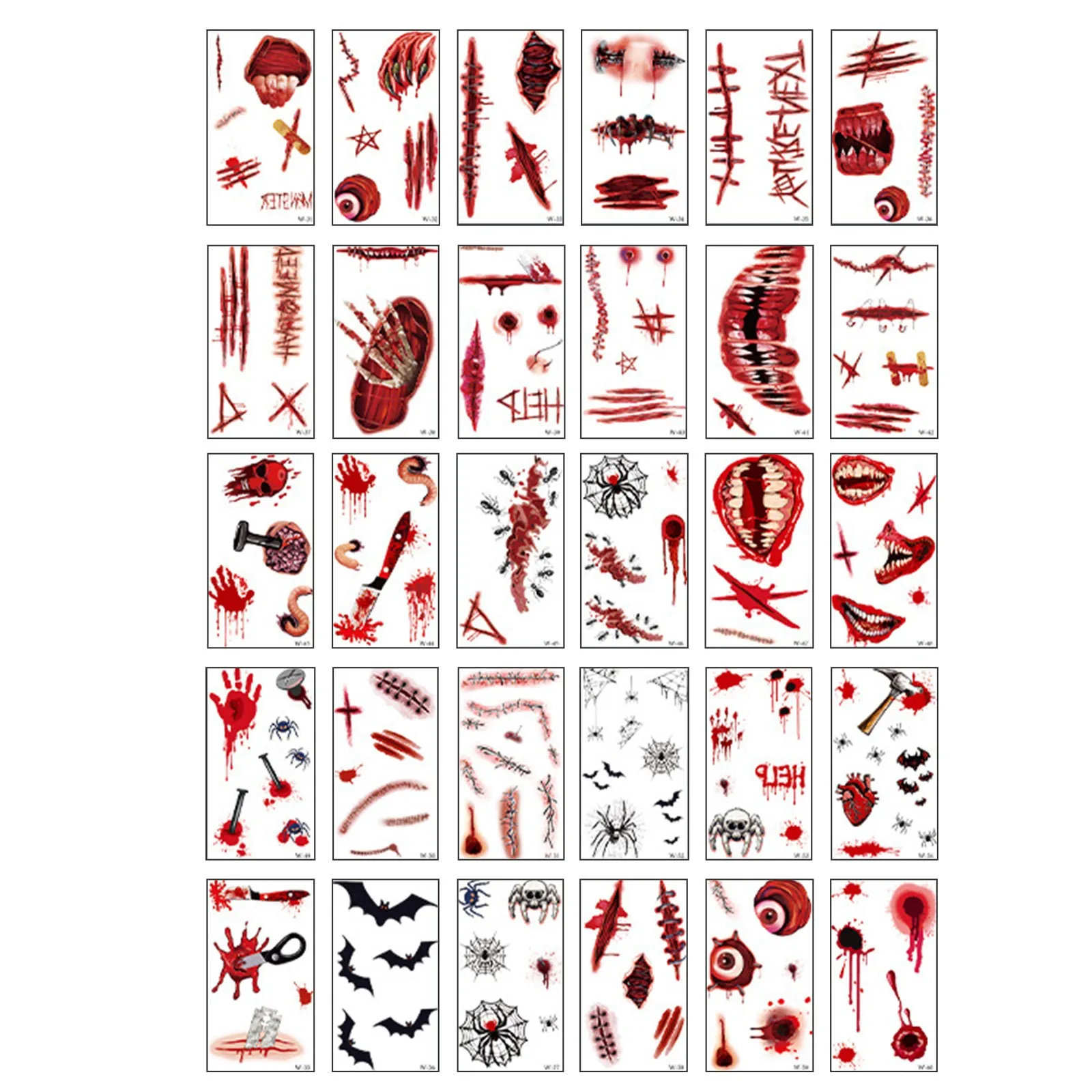30 sztuk/zestaw impreza z okazji Halloween tymczasowe tatuaże Zombie makijaż blizna rana krwawienie naklejki z tatuażami dzieci kobiety mężczyźni Cosplay