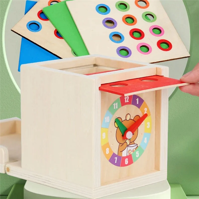 

【Flash Sale】6-In-1 Wooden Montessori Kit Object Permanence Box Play Set With Coin Box Carrot Harvest Shape Sorter Ball Drop